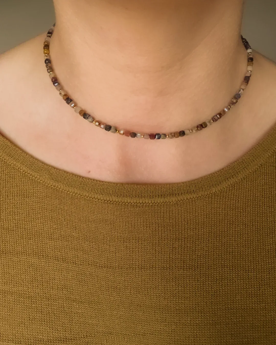 Naszyjnik Choker Pietersyt kolory ziemi jesienny  - zdjęcie 4 z 6