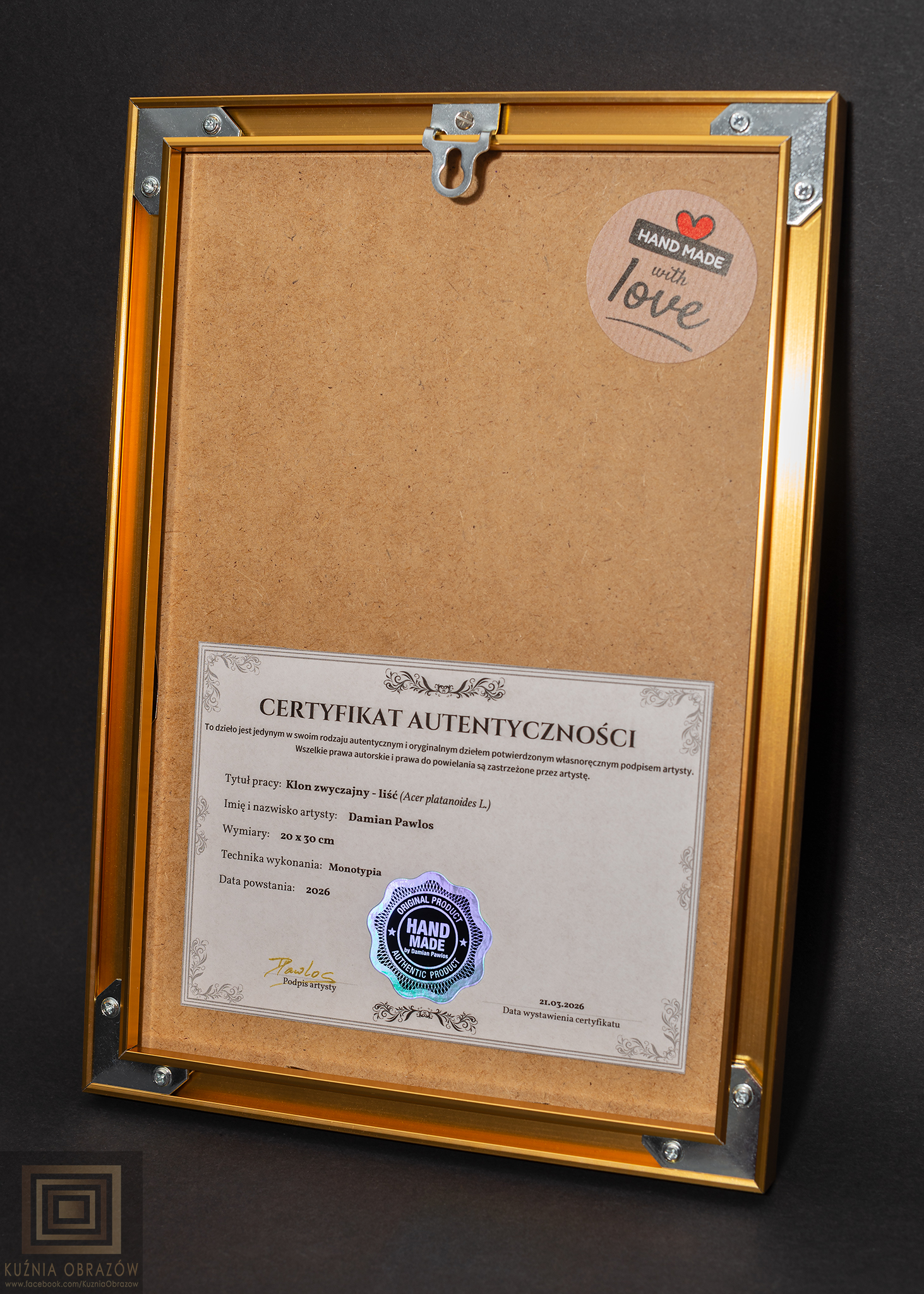 Plakat Złoty Liść Klonu. Monotypia Botaniczna A4 - zdjęcie 6 z 7