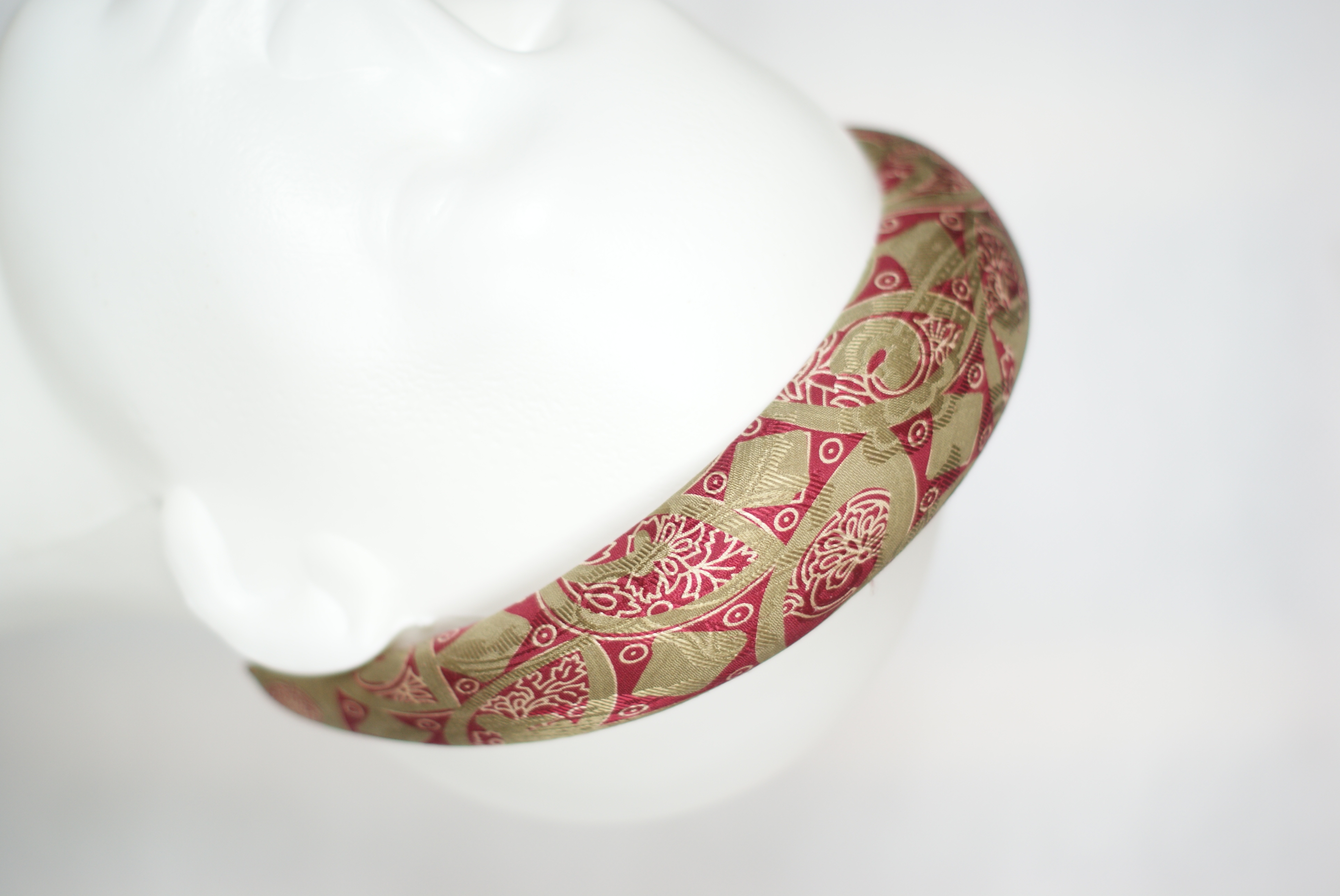 Opaska jedwabna Puffy 4 cm Olive Raspberry - zdjęcie 2 z 2