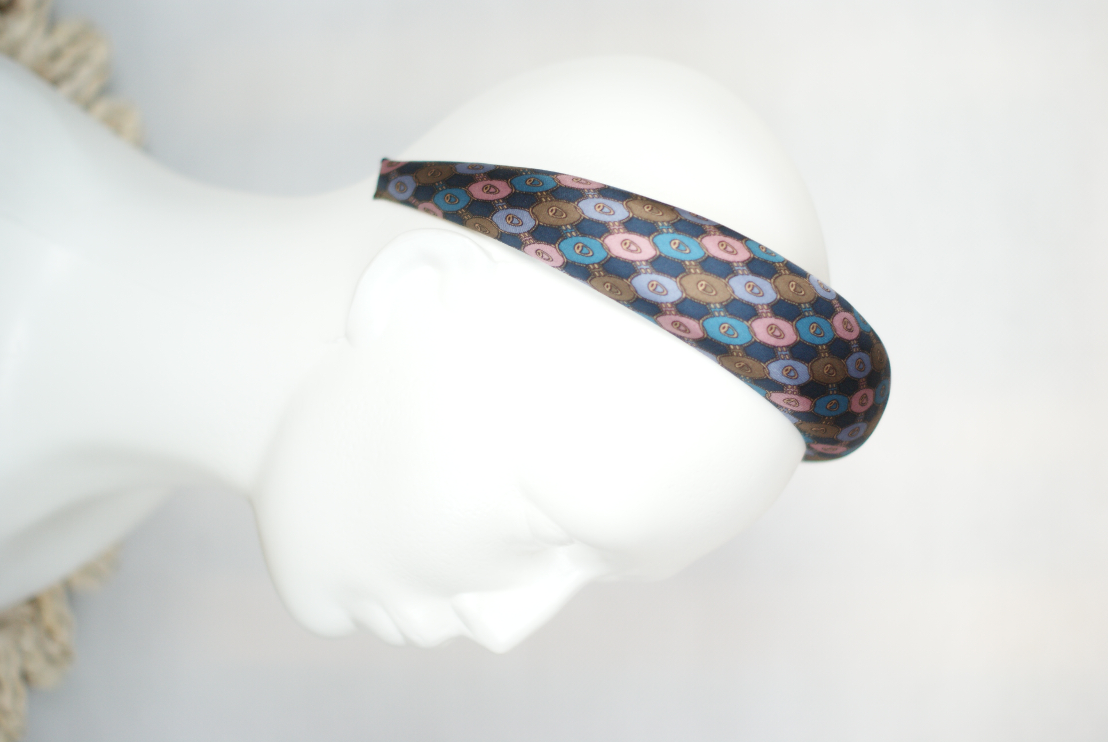 Jedwabna opaska Puffy 4 cm Midnight Mosaic - zdjęcie 2 z 2
