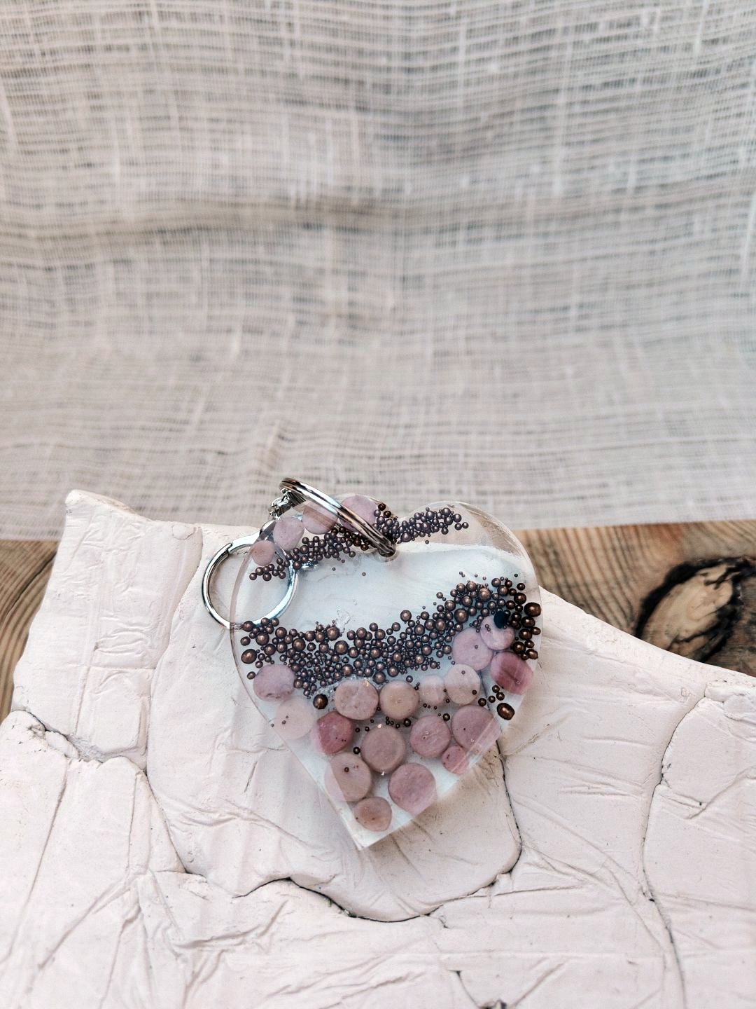 Brelok serce z żywicy Rose Gold Dream - zdjęcie 3 z 5