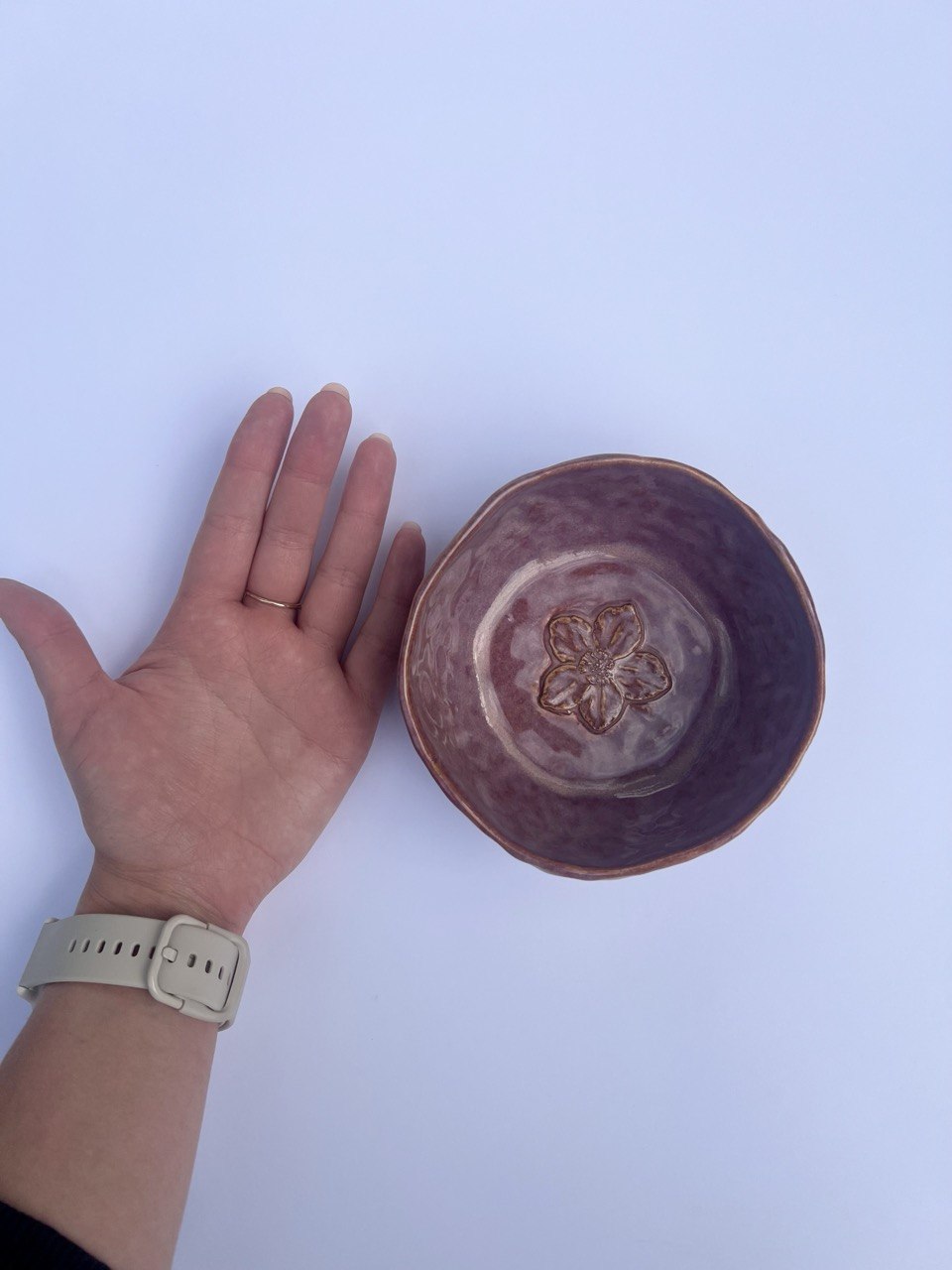 Ceramiczna miseczka z kwiatkiem 3D, handmade - zdjęcie 5 z 6