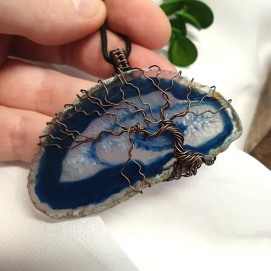 Wisior drzewo wire wrapping z agatem - zdjęcie 4 z 4