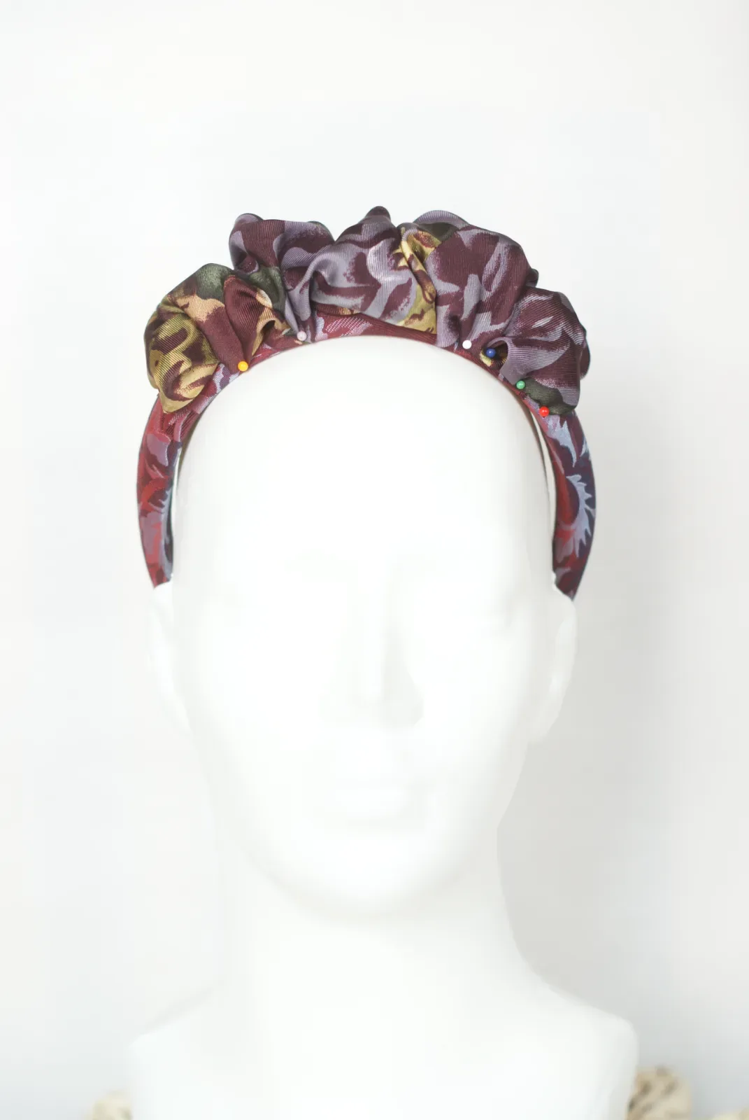 Jedwabna Opaska korona Burgundy Bloom - zdjęcie 2 z 4