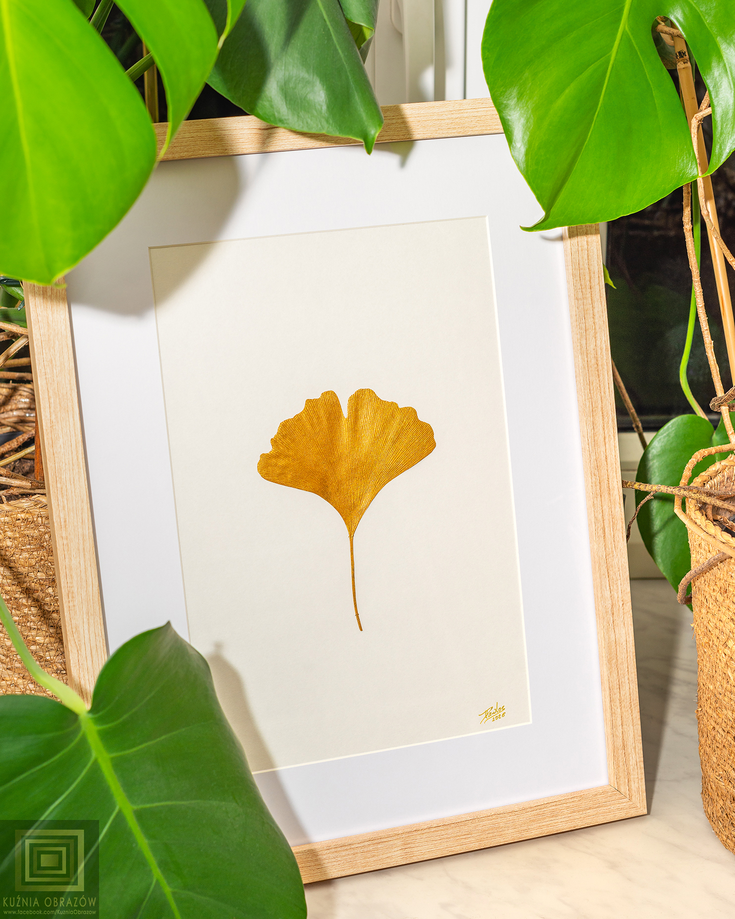 Dekoracja Botaniczna. Złoty Liść Miłorząb 30x40cm - zdjęcie 3 z 8