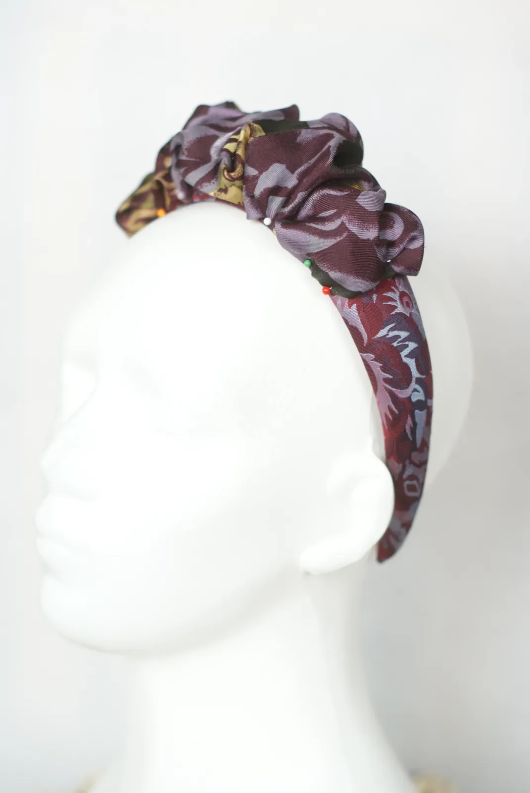 Jedwabna Opaska korona Burgundy Bloom - zdjęcie 3 z 4