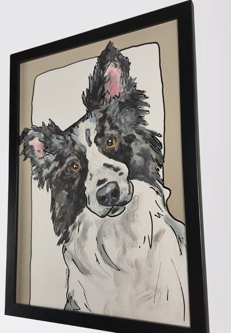 GRAFIKA / OBRAZ - PIES BORDER COLLIE - A3 - zdjęcie 3 z 3